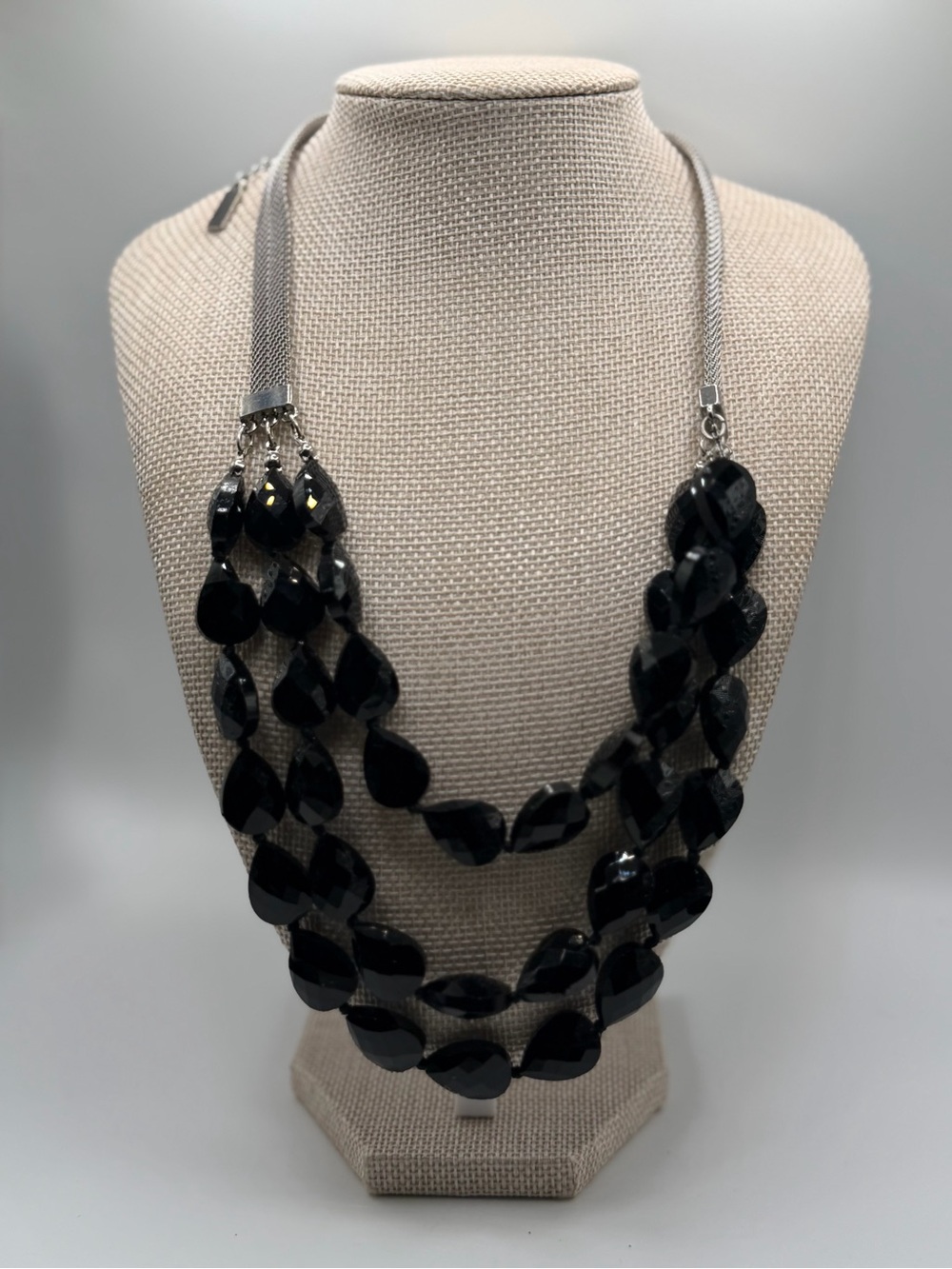 BaubleBar Black Faceted Multi-Strand Statement Necklace